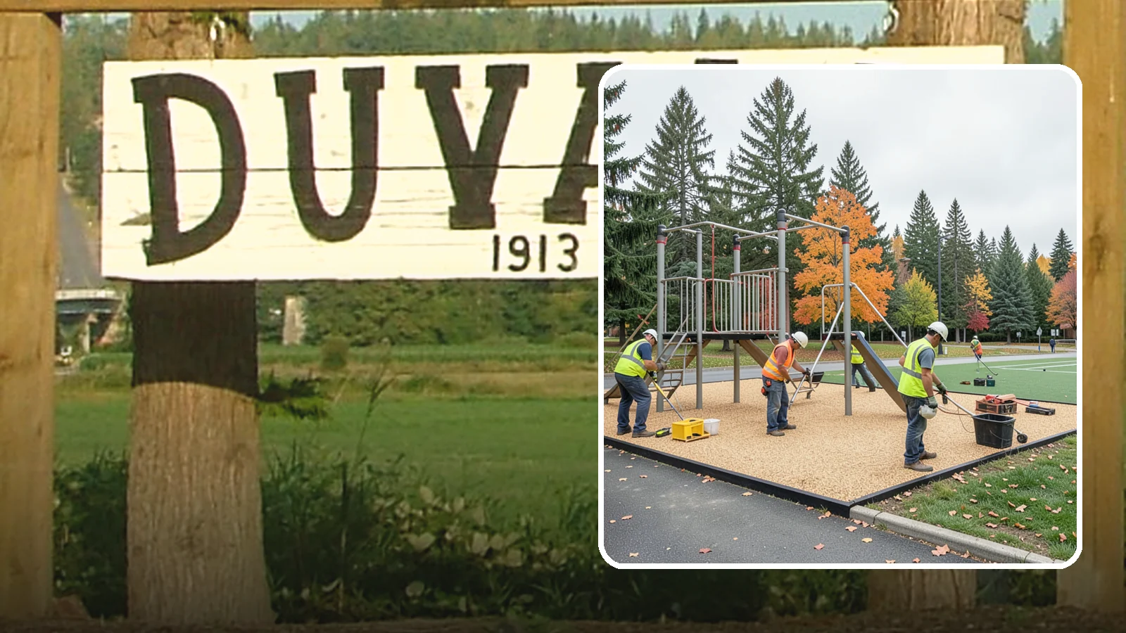 Engineered Wood Fiber Surfacing in Duvall, King County, WA - Installation of engineered wood fiber surfacing meeting accessibility and impact-attenuation standards at economical cost.