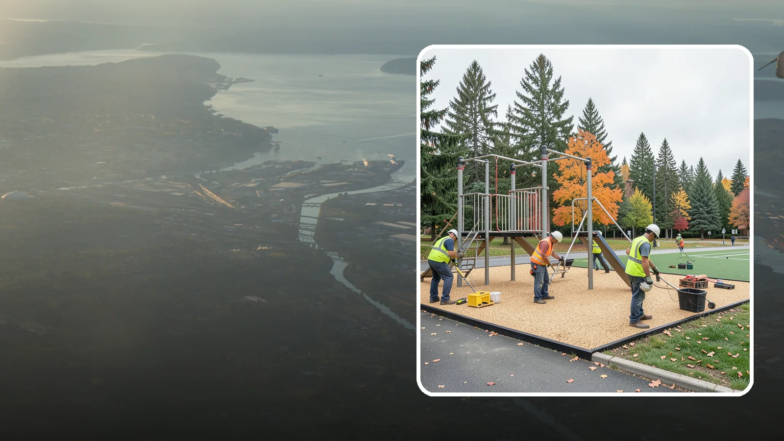 Engineered Wood Fiber Surfacing in Fife, Pierce County, WA - Installation of engineered wood fiber surfacing meeting accessibility and impact-attenuation standards at economical cost.