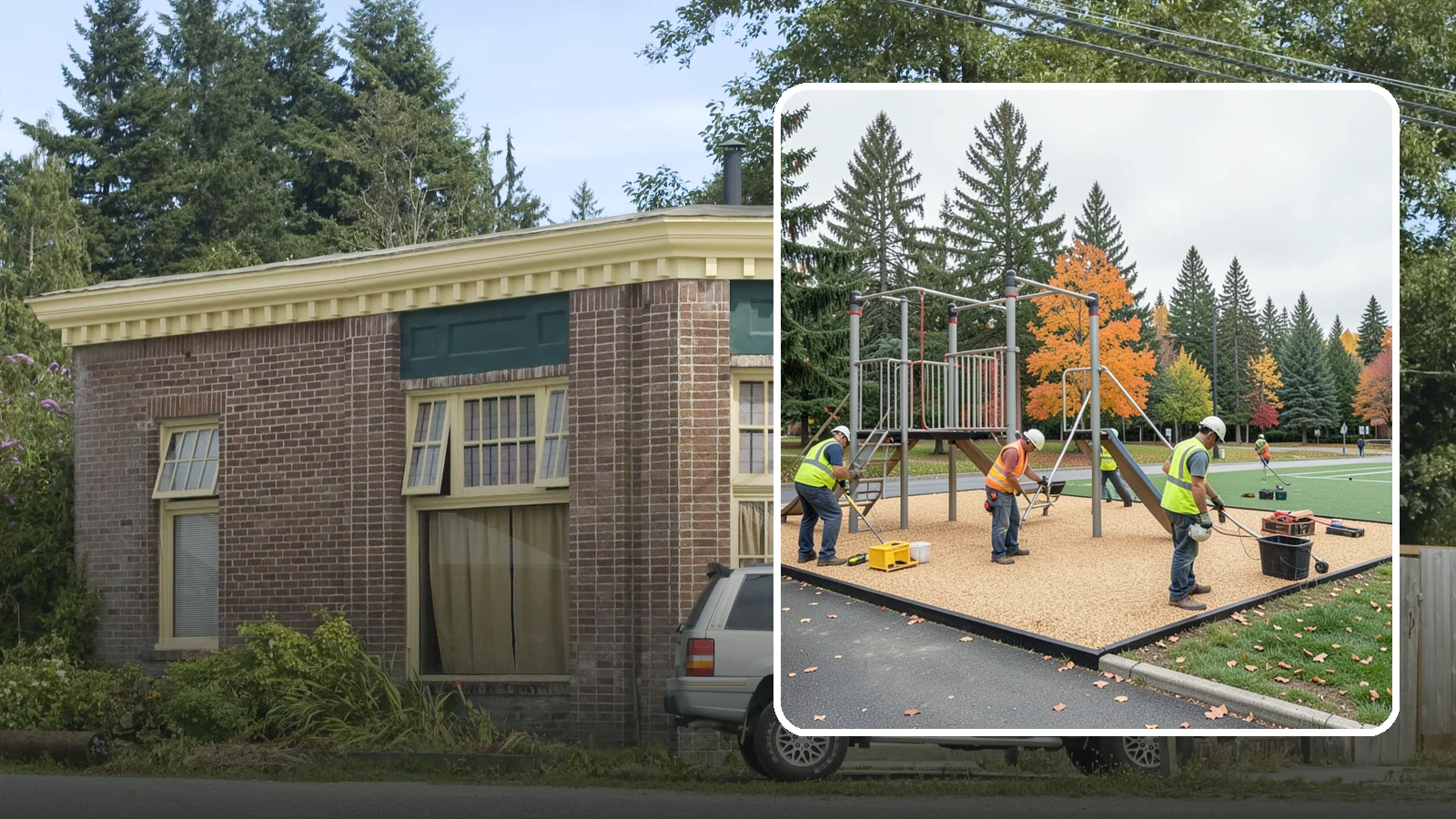 Engineered Wood Fiber Surfacing in Hamilton, Skagit County, WA - Installation of engineered wood fiber surfacing meeting accessibility and impact-attenuation standards at economical cost.