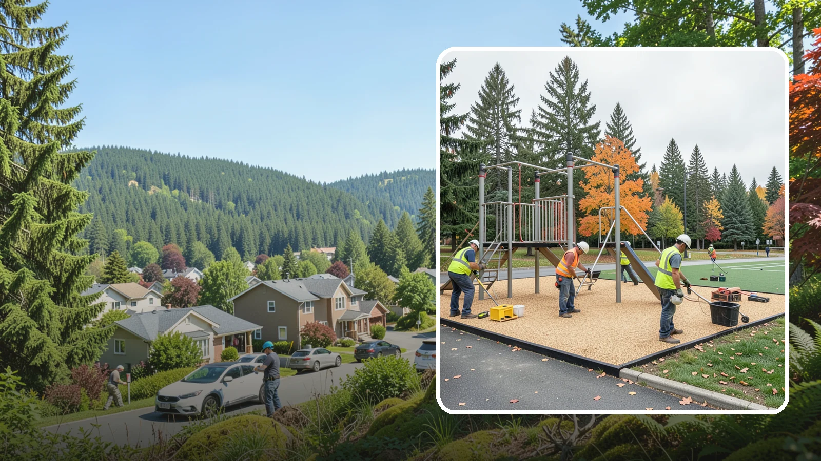 Engineered Wood Fiber Surfacing in Index, Snohomish County, WA - Installation of engineered wood fiber surfacing meeting accessibility and impact-attenuation standards at economical cost.