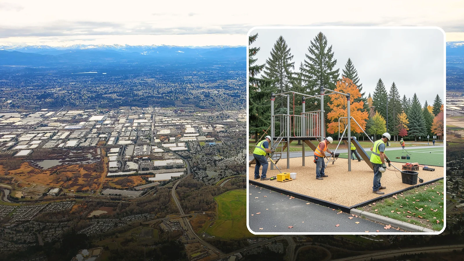 Engineered Wood Fiber Surfacing in Kent, King County, WA - Installation of engineered wood fiber surfacing meeting accessibility and impact-attenuation standards at economical cost.