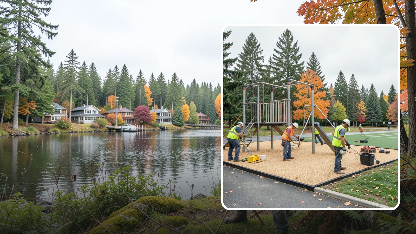 Engineered Wood Fiber Surfacing in La Conner, Skagit County, WA - Installation of engineered wood fiber surfacing meeting accessibility and impact-attenuation standards at economical cost.