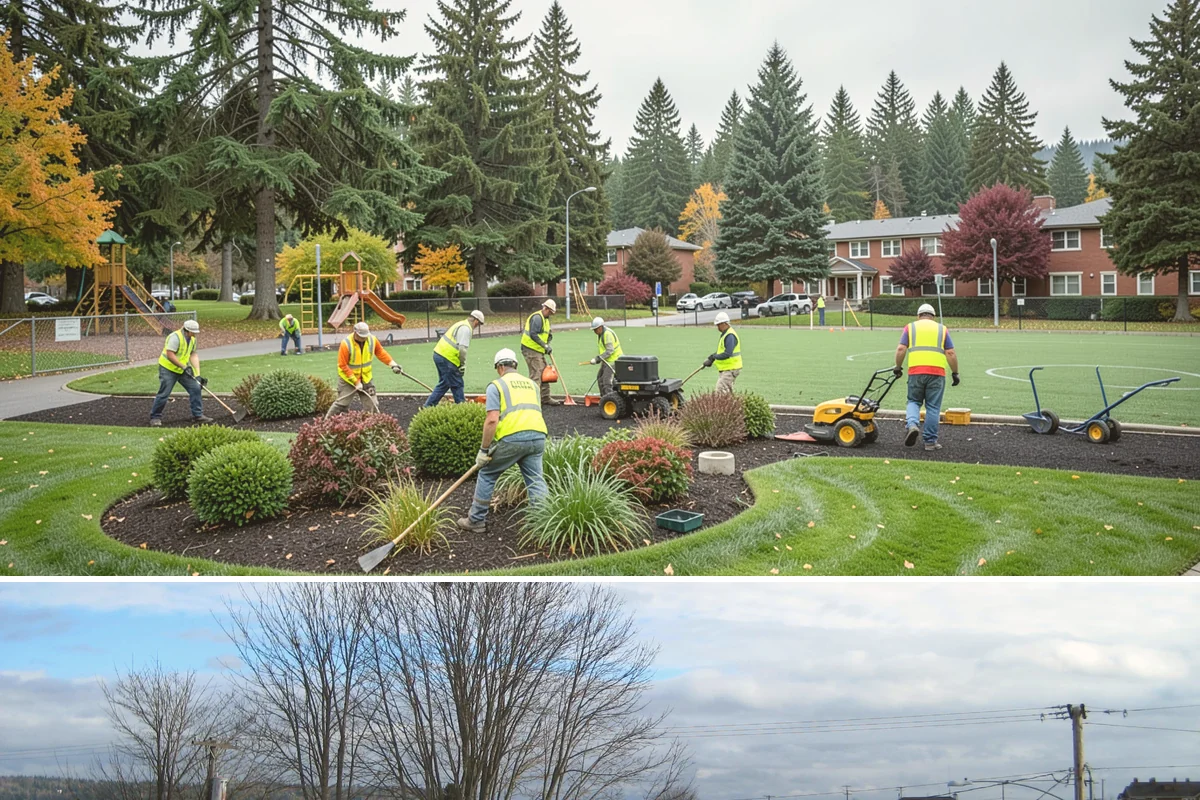 Engineered Wood Fiber Surfacing in Langley, Island County, WA - Wood fiber can be installed in most conditions, but drier weather aids grading, drainage work, and initial compaction.