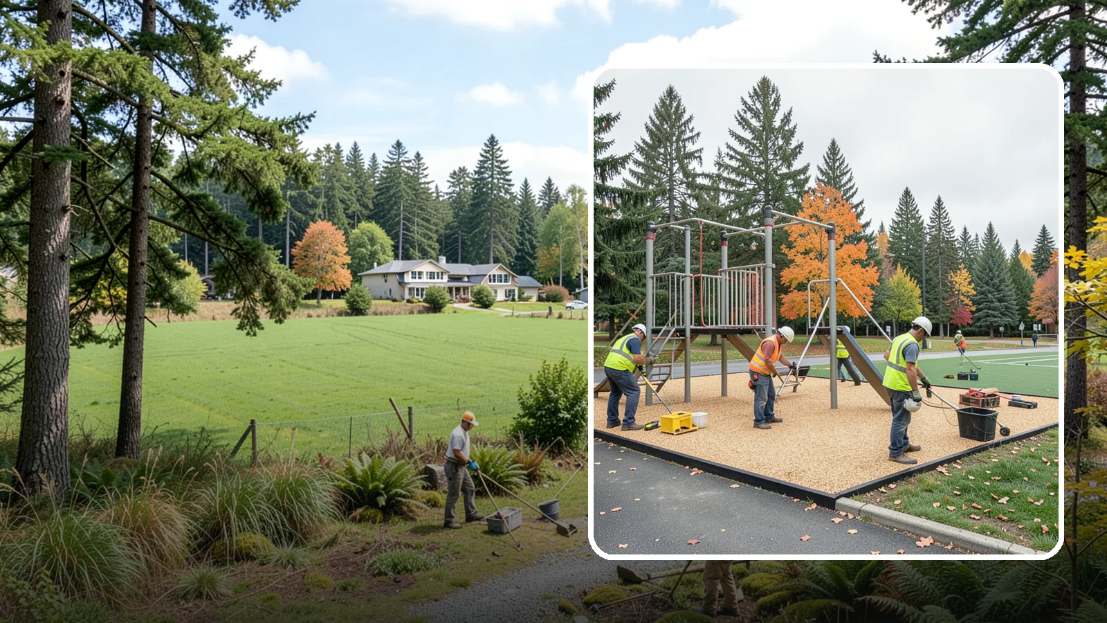 Engineered Wood Fiber Surfacing in Lyman, Skagit County, WA - Installation of engineered wood fiber surfacing meeting accessibility and impact-attenuation standards at economical cost.