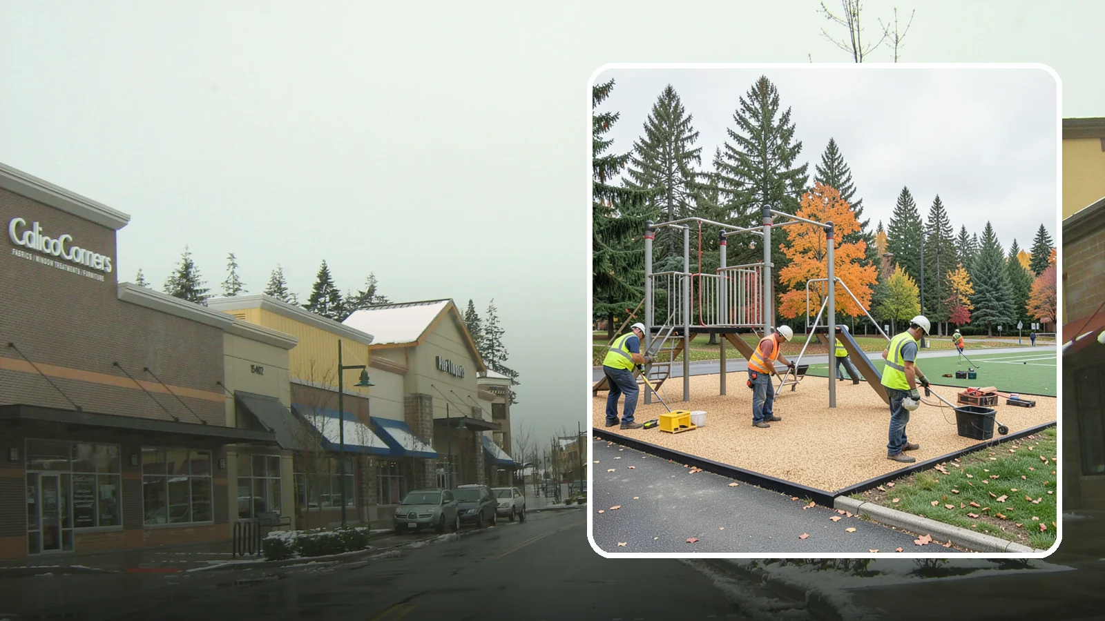 Engineered Wood Fiber Surfacing in Mill Creek, Snohomish County, WA - Installation of engineered wood fiber surfacing meeting accessibility and impact-attenuation standards at economical cost.