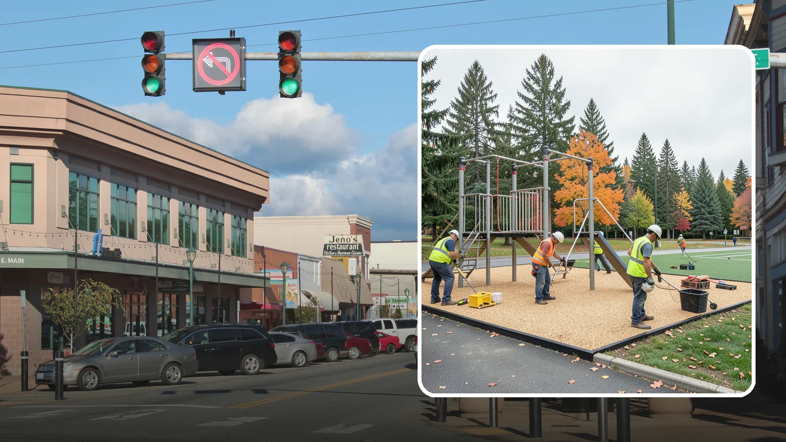 Engineered Wood Fiber Surfacing in Monroe, Snohomish County, WA - Installation of engineered wood fiber surfacing meeting accessibility and impact-attenuation standards at economical cost.