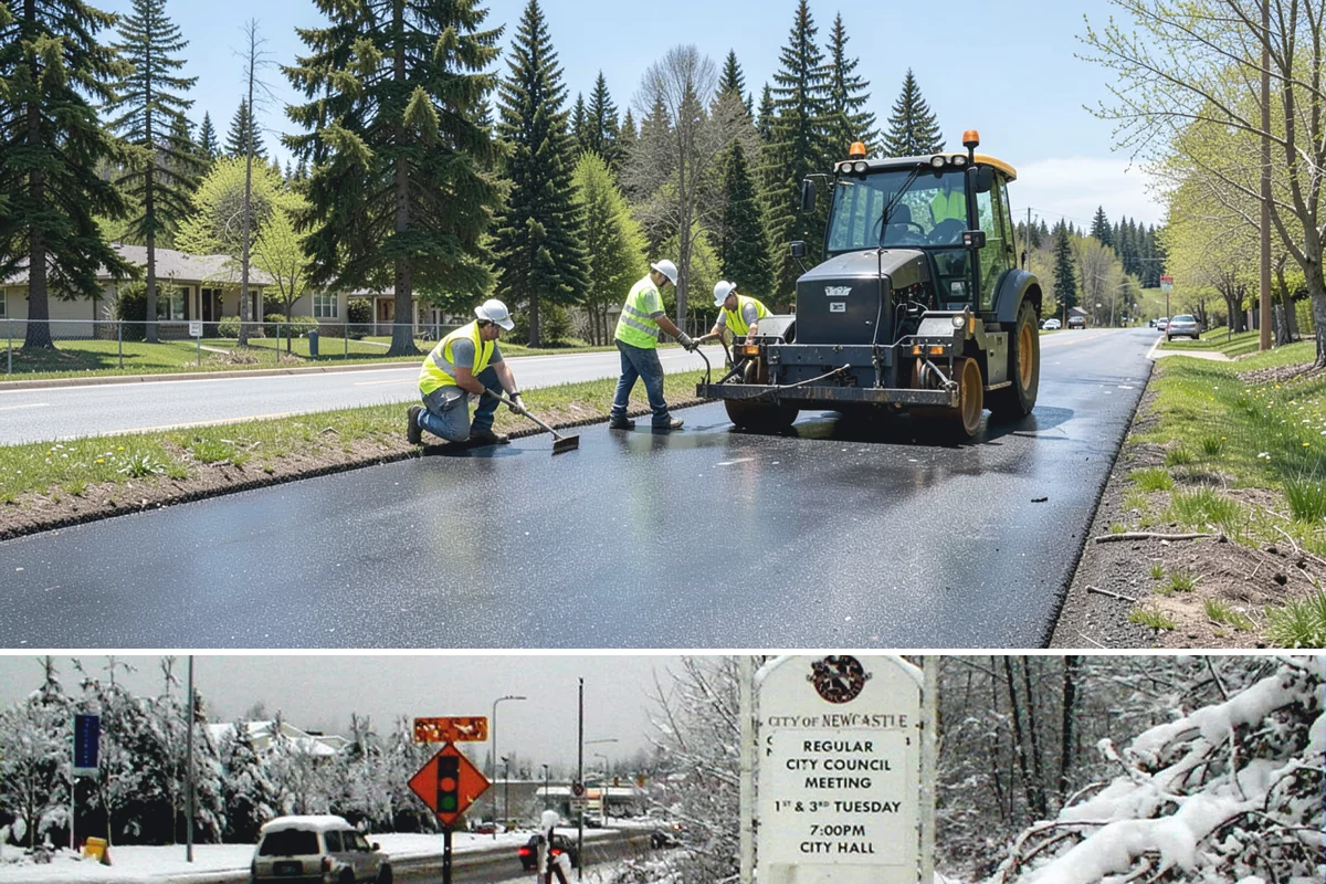 Engineered Wood Fiber Surfacing in Newcastle, King County, WA - Wood fiber can be installed in most conditions, but drier weather aids grading, drainage work, and initial compaction.