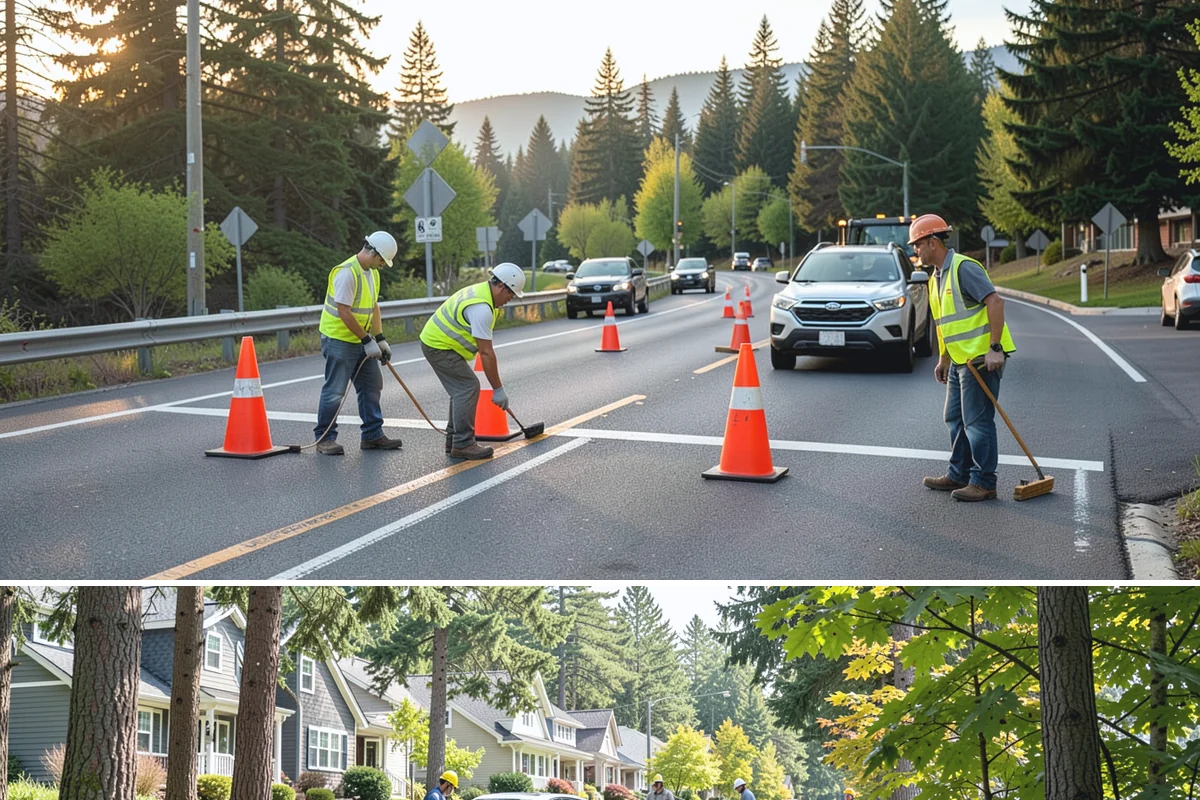 Engineered Wood Fiber Surfacing in Normandy Park, King County, WA - Wood fiber can be installed in most conditions, but drier weather aids grading, drainage work, and initial compaction.