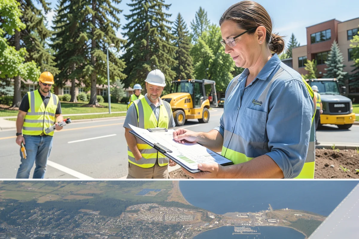 Engineered Wood Fiber Surfacing in Oak Harbor, Island County, WA - Wood fiber can be installed in most conditions, but drier weather aids grading, drainage work, and initial compaction.