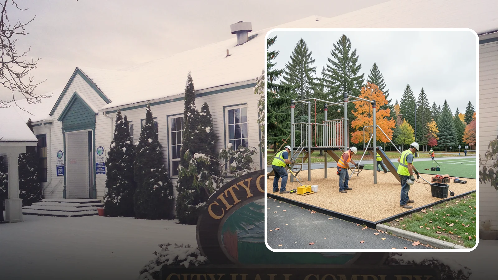 Engineered Wood Fiber Surfacing in Pacific, King County, WA - Installation of engineered wood fiber surfacing meeting accessibility and impact-attenuation standards at economical cost.