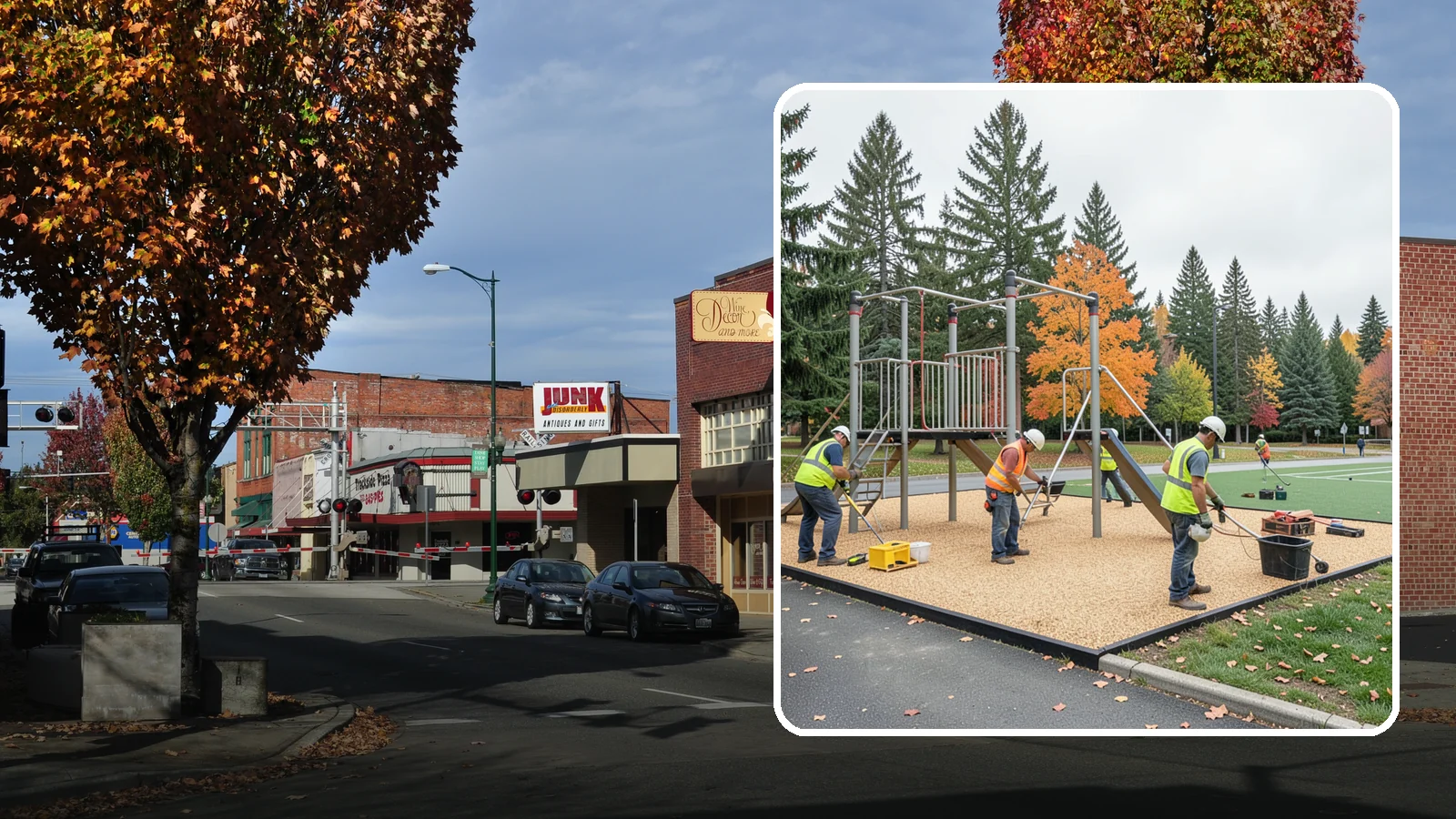 Engineered Wood Fiber Surfacing in Puyallup, Pierce County, WA - Installation of engineered wood fiber surfacing meeting accessibility and impact-attenuation standards at economical cost.