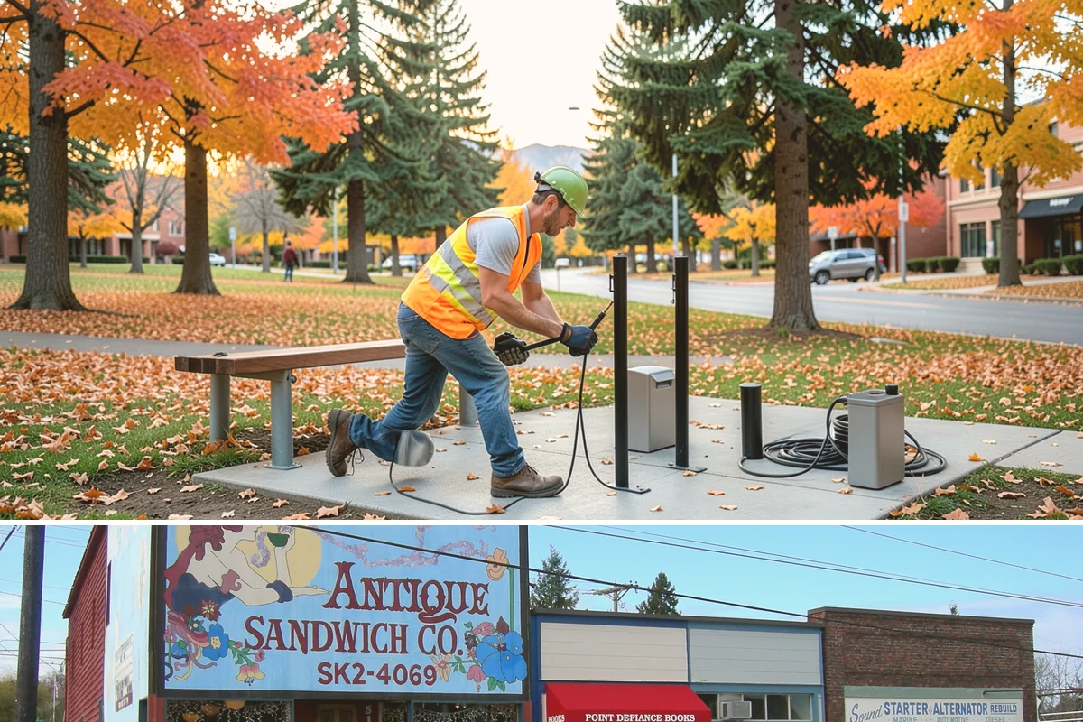 Engineered Wood Fiber Surfacing in Ruston, Pierce County, WA - Wood fiber can be installed in most conditions, but drier weather aids grading, drainage work, and initial compaction.