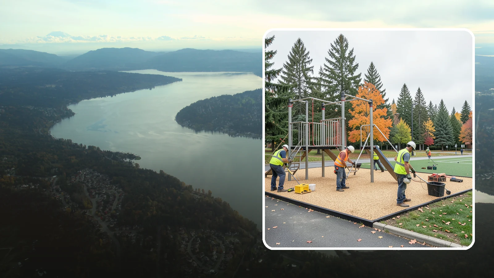 Engineered Wood Fiber Surfacing in Sammamish, King County, WA - Installation of engineered wood fiber surfacing meeting accessibility and impact-attenuation standards at economical cost.
