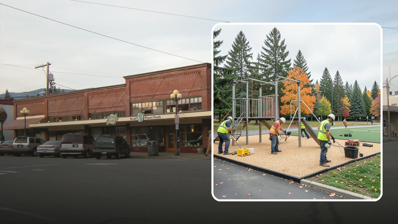 Engineered Wood Fiber Surfacing in Sedro-Woolley, Skagit County, WA - Installation of engineered wood fiber surfacing meeting accessibility and impact-attenuation standards at economical cost.