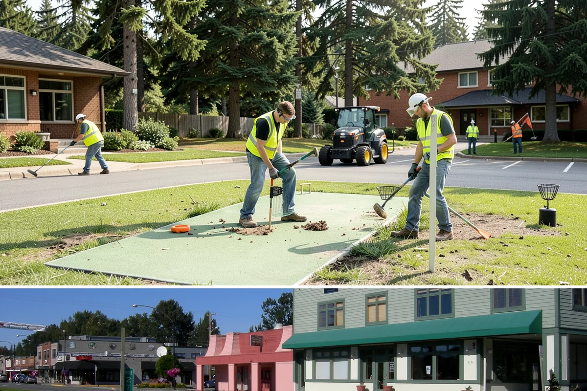Engineered Wood Fiber Surfacing in Snoqualmie, King County, WA - Wood fiber can be installed in most conditions, but drier weather aids grading, drainage work, and initial compaction.