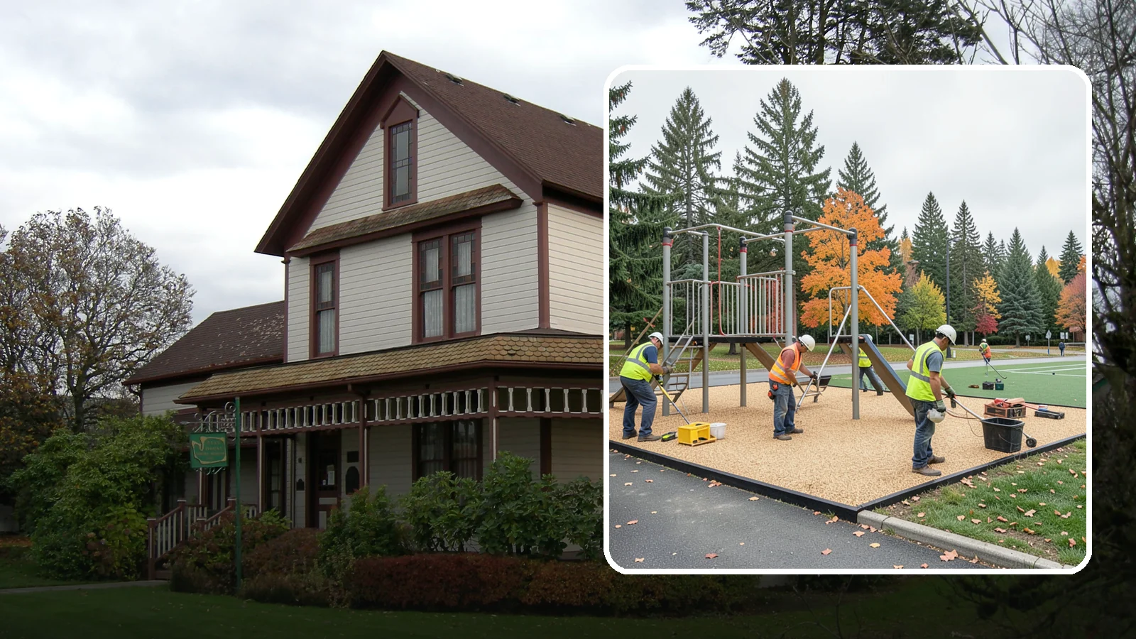 Engineered Wood Fiber Surfacing in Sumner, Pierce County, WA - Installation of engineered wood fiber surfacing meeting accessibility and impact-attenuation standards at economical cost.