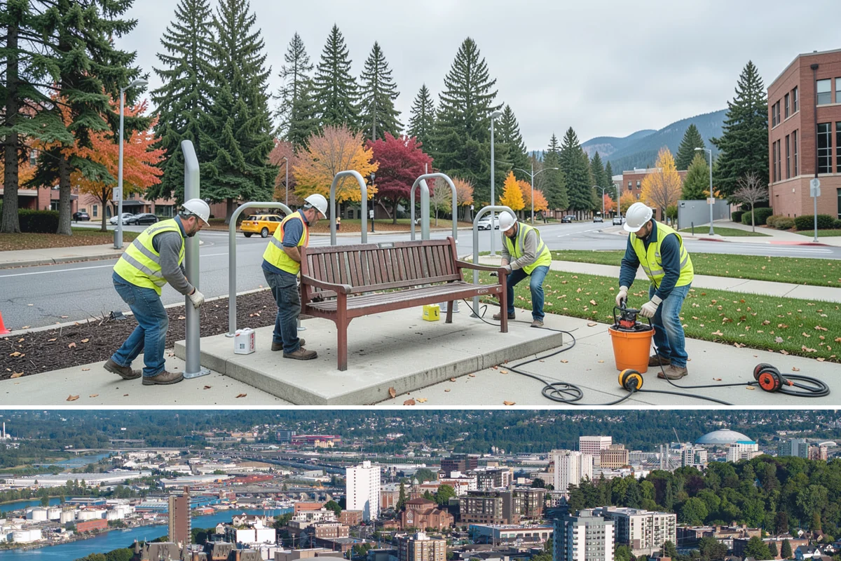 Engineered Wood Fiber Surfacing in Tacoma, Pierce County, WA - Wood fiber can be installed in most conditions, but drier weather aids grading, drainage work, and initial compaction.