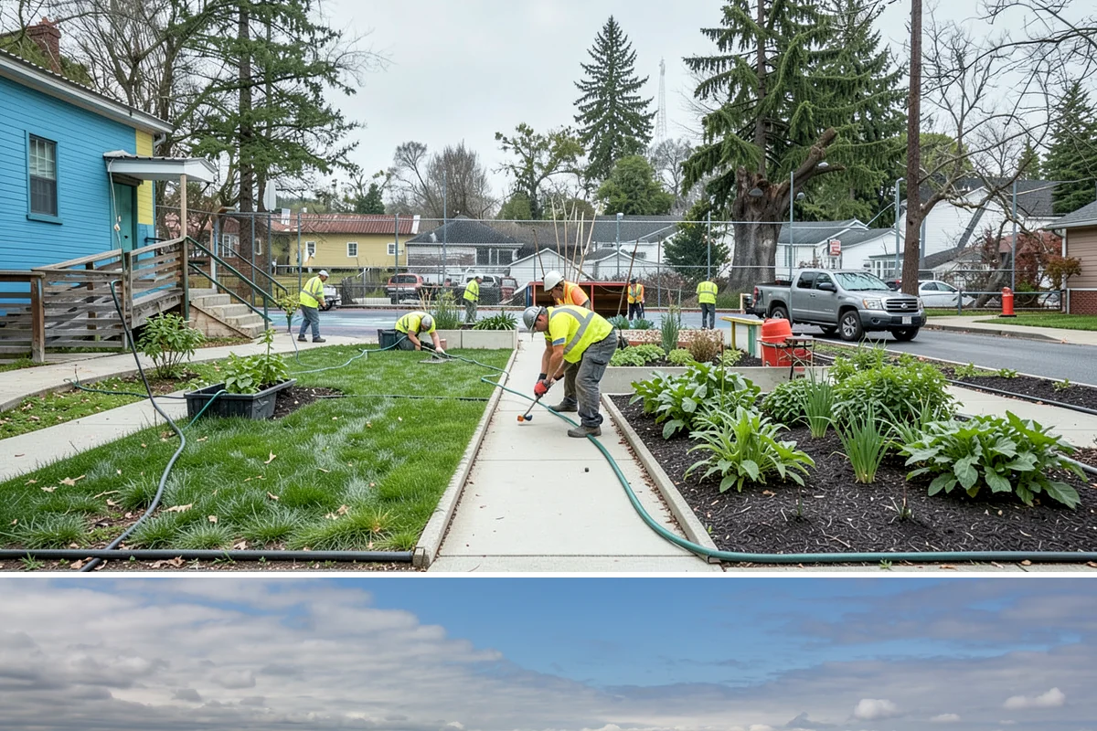 Engineered Wood Fiber Surfacing in University Place, Pierce County, WA - Wood fiber can be installed in most conditions, but drier weather aids grading, drainage work, and initial compaction.