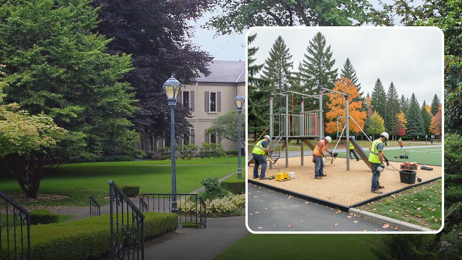 Engineered Wood Fiber Surfacing in Woodinville, King County, WA - Installation of engineered wood fiber surfacing meeting accessibility and impact-attenuation standards at economical cost.