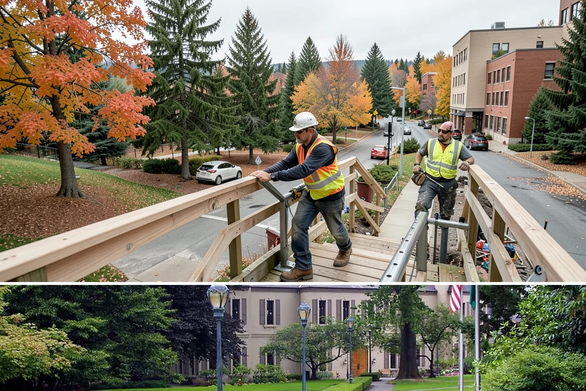 Engineered Wood Fiber Surfacing in Woodinville, King County, WA - Wood fiber can be installed in most conditions, but drier weather aids grading, drainage work, and initial compaction.