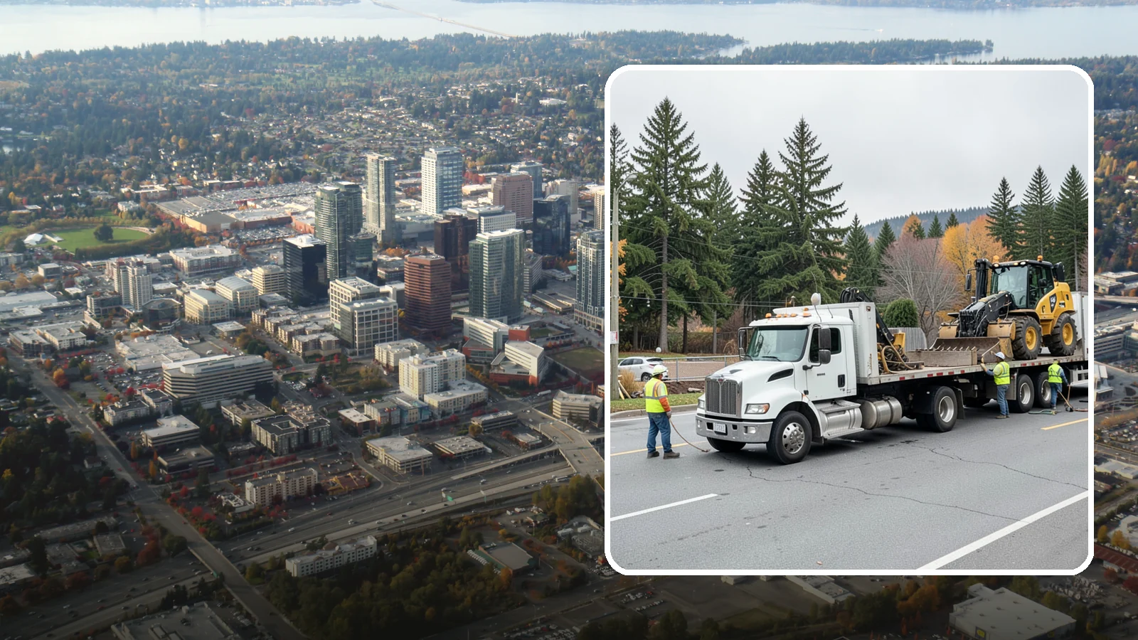 Equipment Mobilization in Bellevue, King County, WA - Transport of heavy equipment to and from municipal work sites on the required schedule.