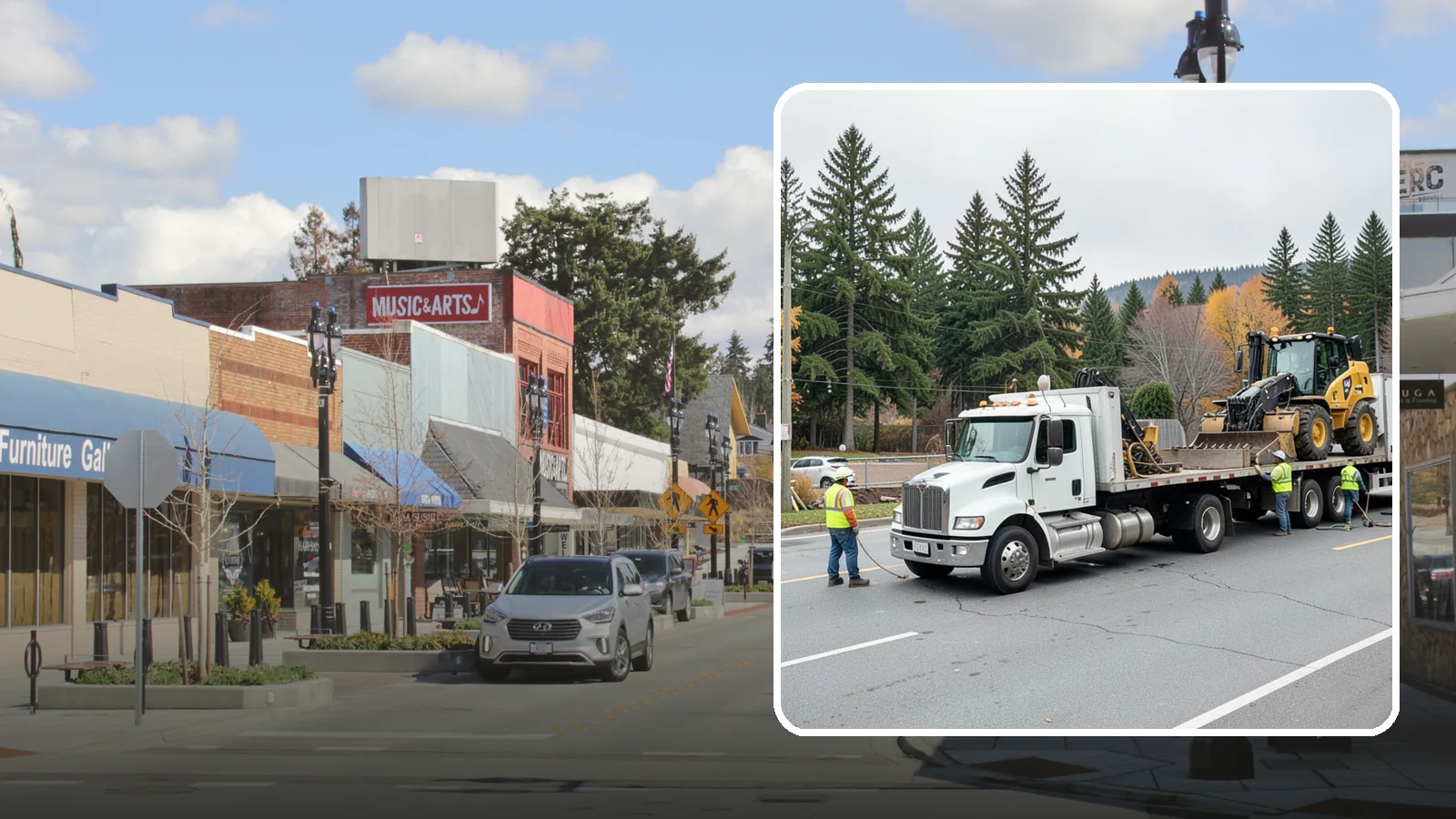 Equipment Mobilization in Bothell, King County, WA - Transport of heavy equipment to and from municipal work sites on the required schedule.