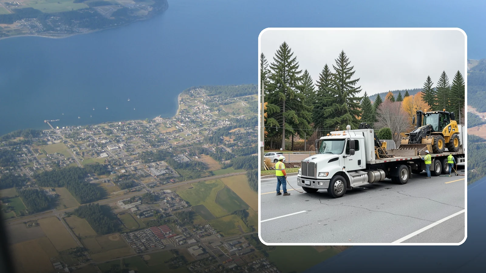 Equipment Mobilization in Coupeville, Island County, WA - Transport of heavy equipment to and from municipal work sites on the required schedule.