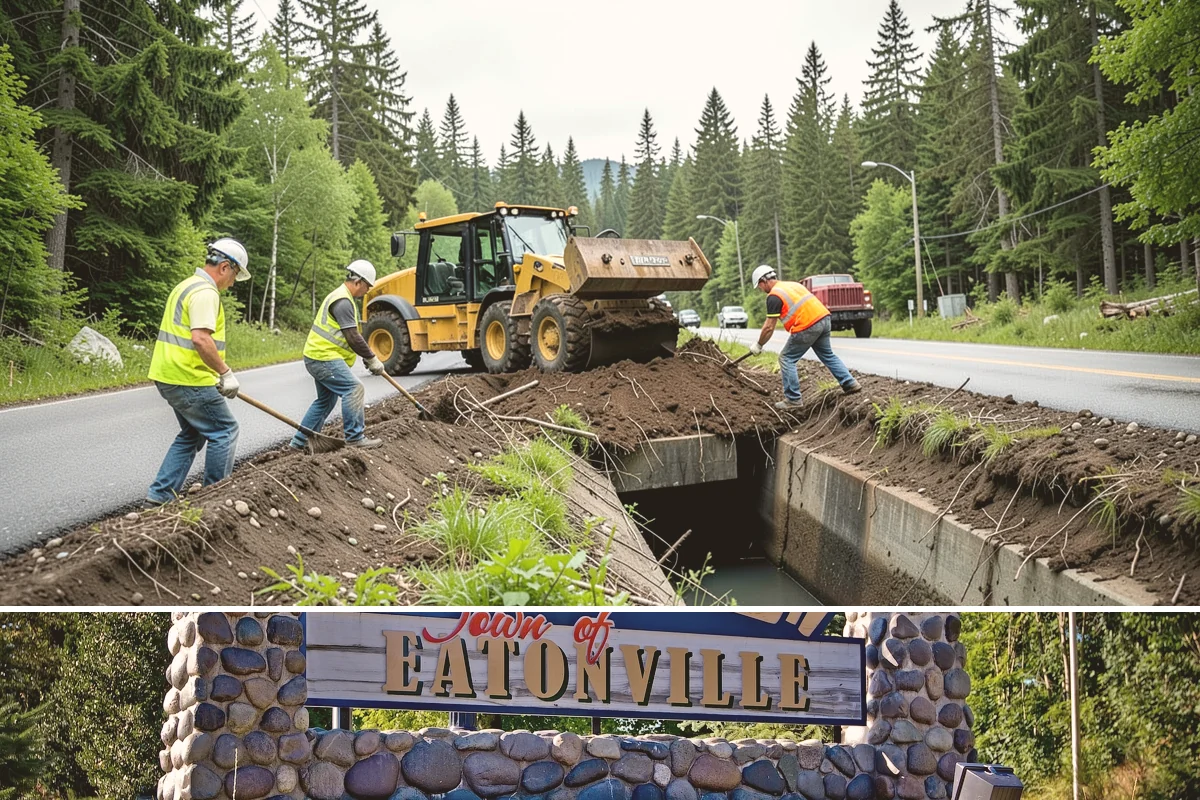 Equipment Mobilization in Eatonville, Pierce County, WA - Mobilization for exterior projects clusters in the dry season, when most heavy civil work is underway.