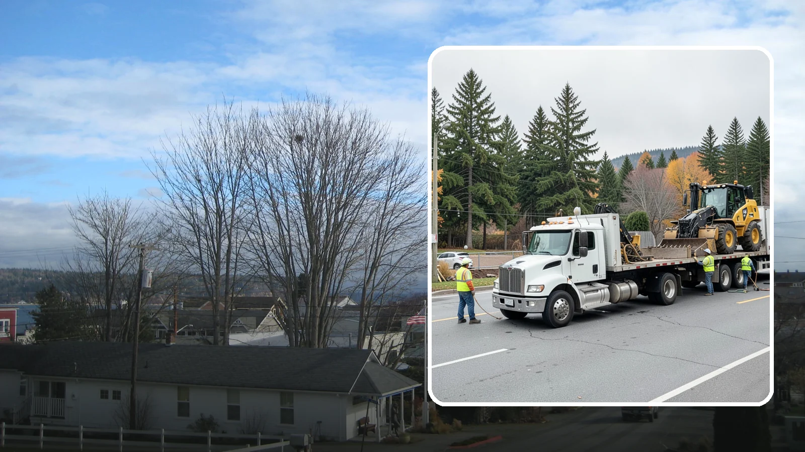 Equipment Mobilization in Langley, Island County, WA - Transport of heavy equipment to and from municipal work sites on the required schedule.