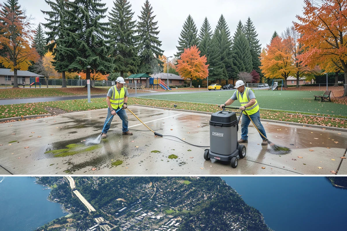 Equipment Mobilization in Mercer Island, King County, WA - Mobilization for exterior projects clusters in the dry season, when most heavy civil work is underway.