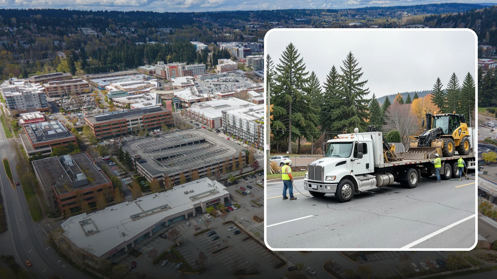 Equipment Mobilization in Redmond, King County, WA - Transport of heavy equipment to and from municipal work sites on the required schedule.