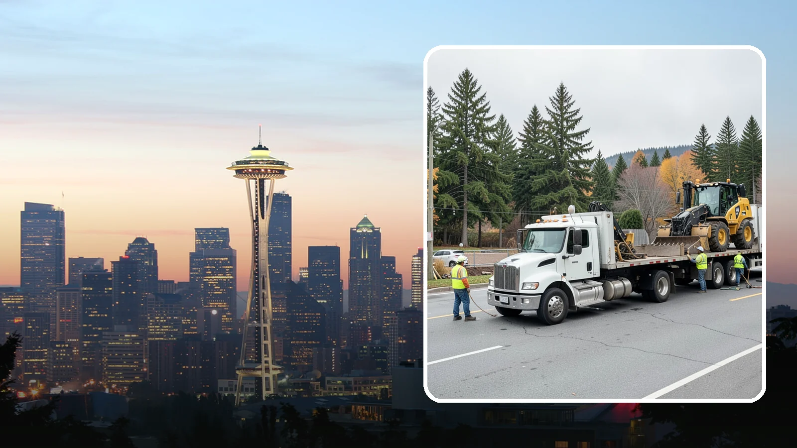 Equipment Mobilization in Seattle, King County, WA - Transport of heavy equipment to and from municipal work sites on the required schedule.