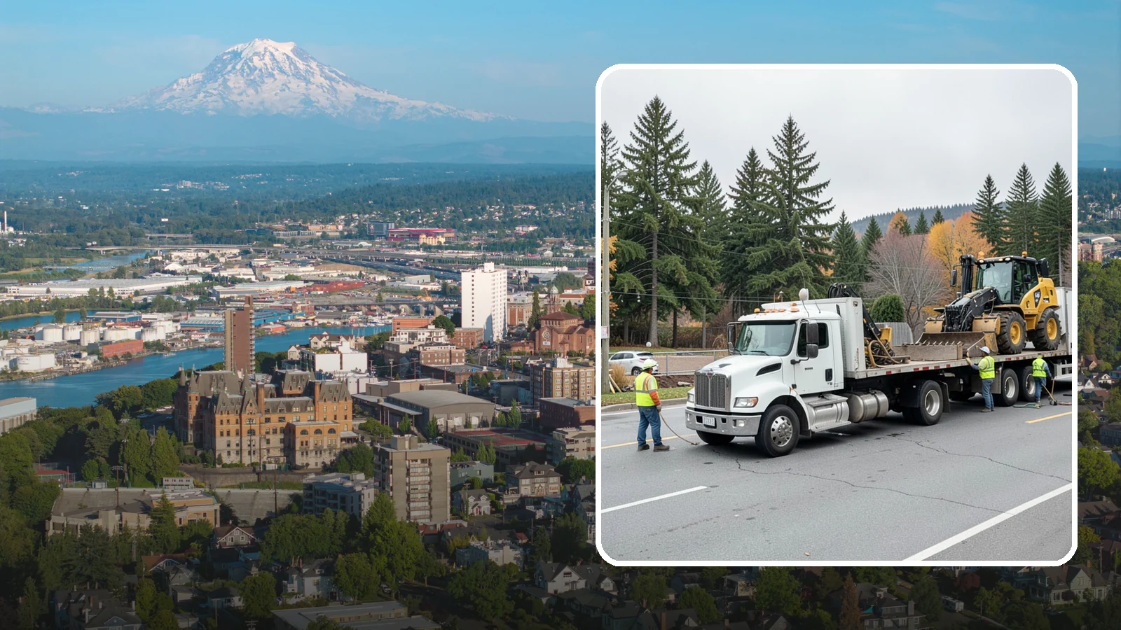 Equipment Mobilization in Tacoma, Pierce County, WA - Transport of heavy equipment to and from municipal work sites on the required schedule.