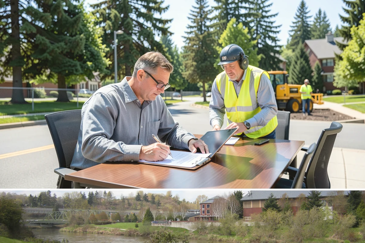Equipment Mobilization in Tukwila, King County, WA - Mobilization for exterior projects clusters in the dry season, when most heavy civil work is underway.