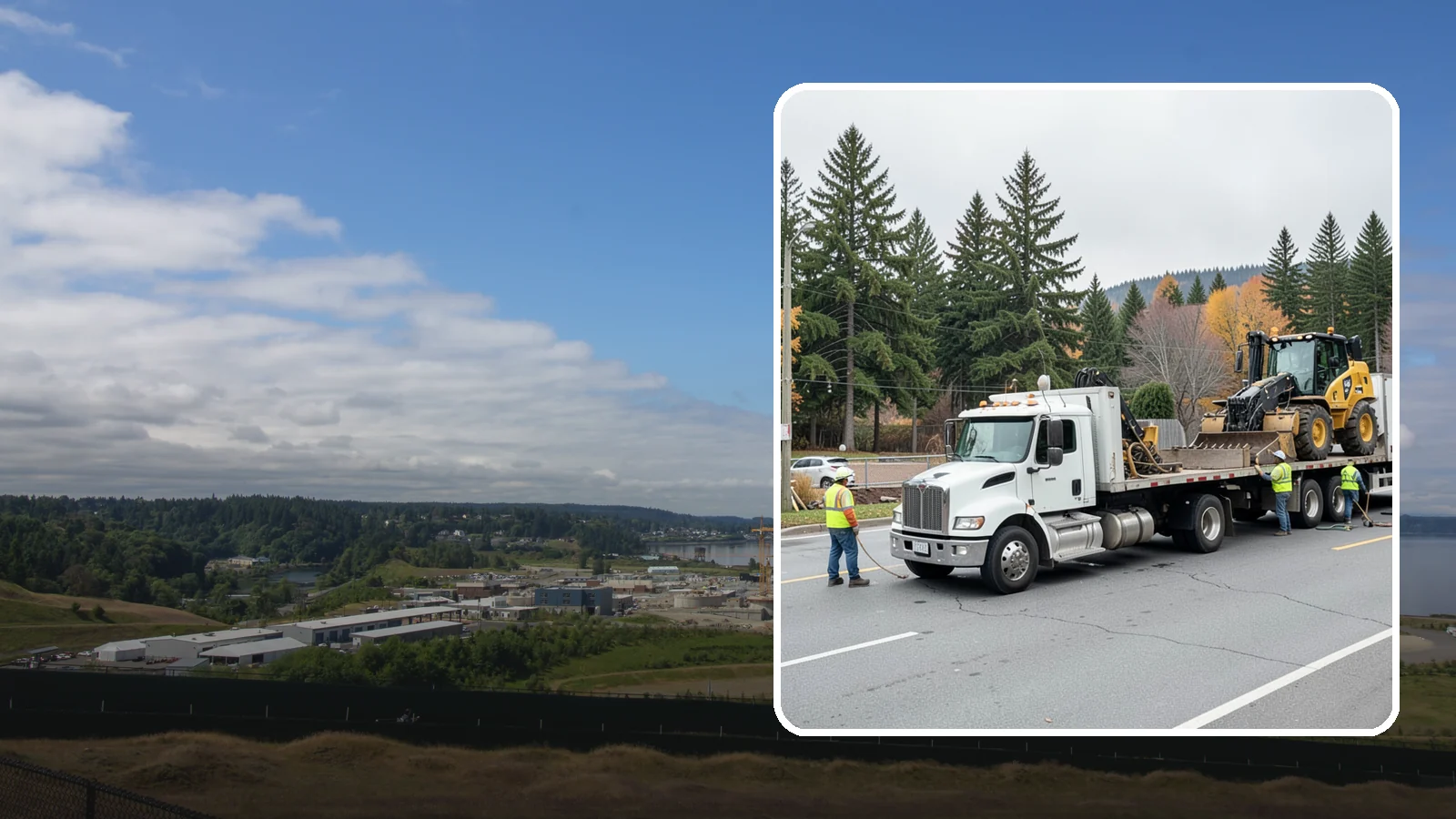 Equipment Mobilization in University Place, Pierce County, WA - Transport of heavy equipment to and from municipal work sites on the required schedule.