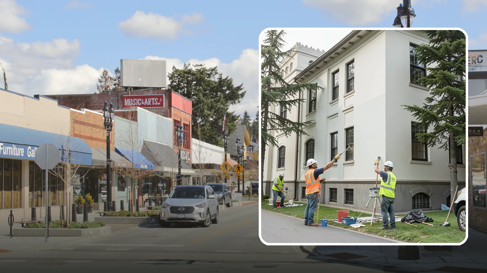 Exterior Painting in Bothell, King County, WA - Professional exterior painting that protects and refreshes public buildings against Western Washington weather.