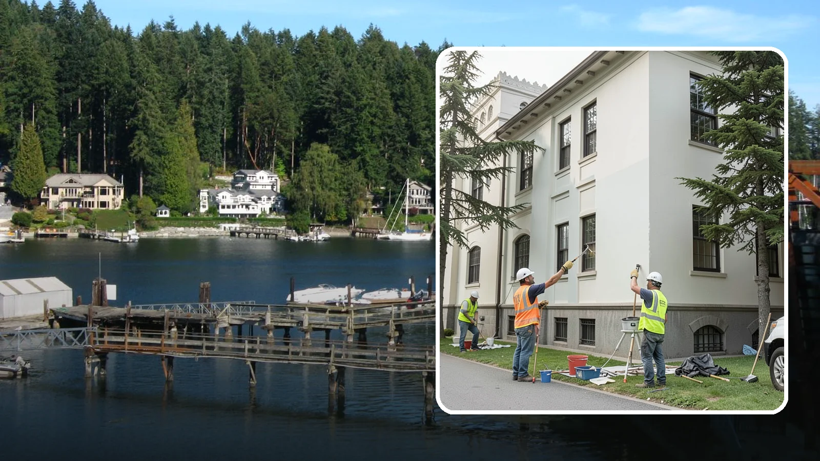 Exterior Painting in Gig Harbor, Pierce County, WA - Professional exterior painting that protects and refreshes public buildings against Western Washington weather.