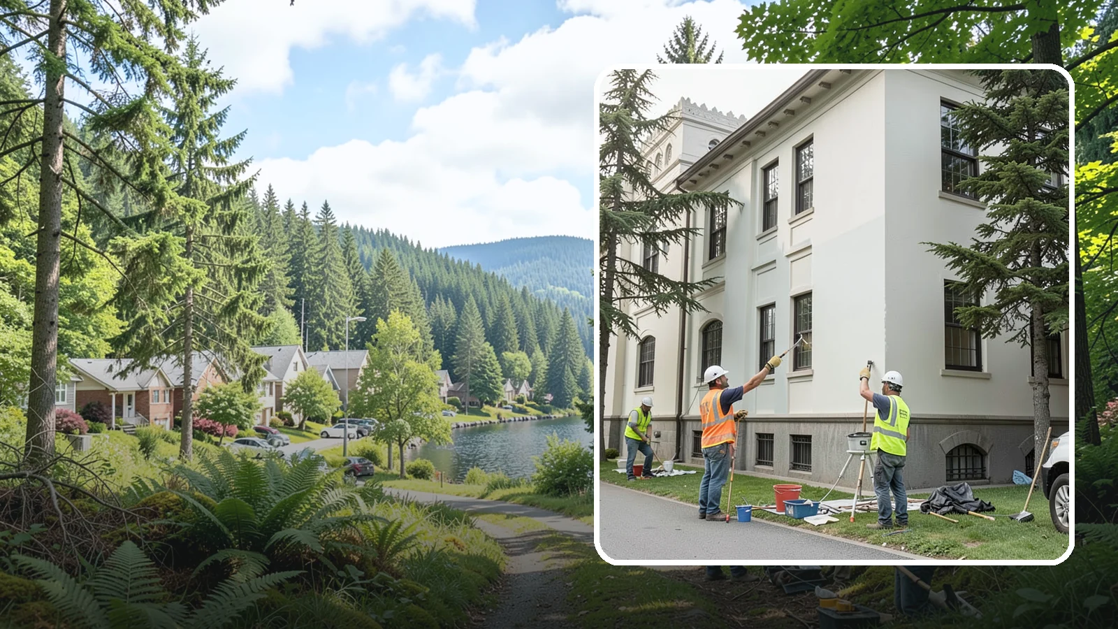 Exterior Painting in Lake Forest Park, King County, WA - Professional exterior painting that protects and refreshes public buildings against Western Washington weather.
