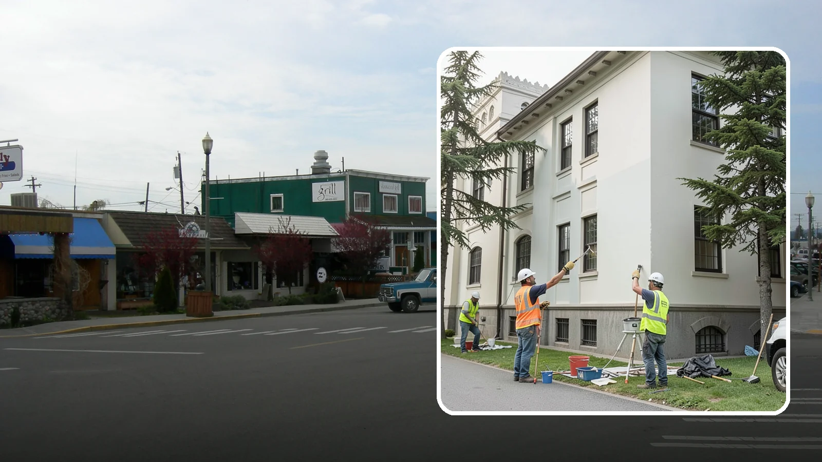 Exterior Painting in Stanwood, Snohomish County, WA - Professional exterior painting that protects and refreshes public buildings against Western Washington weather.