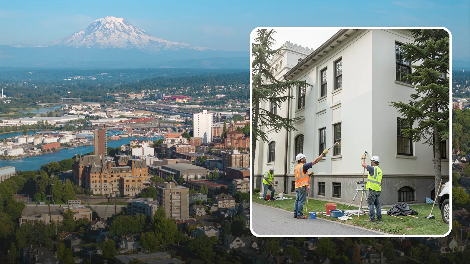 Exterior Painting in Tacoma, Pierce County, WA - Professional exterior painting that protects and refreshes public buildings against Western Washington weather.
