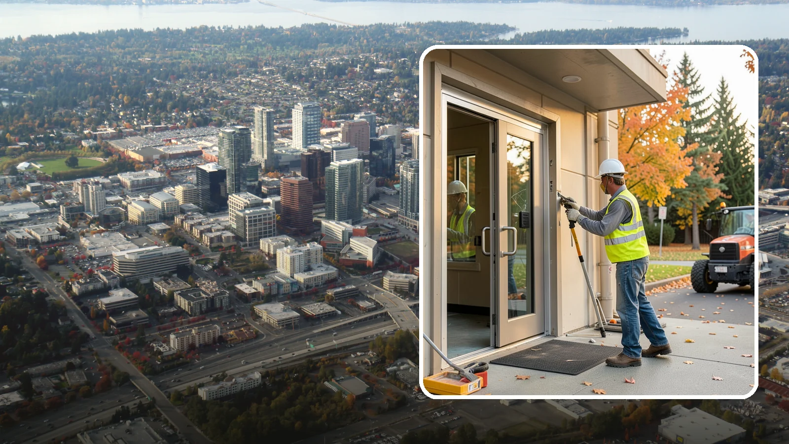 Facility Door Replacement in Bellevue, King County, WA - Commercial door and hardware replacement for public entrances, service doors, and interior openings.