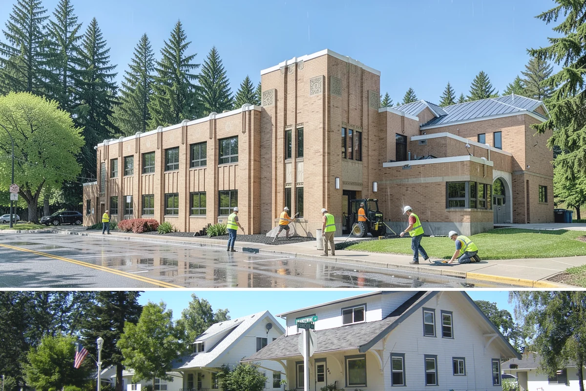 Facility Door Replacement in DuPont, Pierce County, WA - Door replacement runs year-round, with exterior openings favored in dry weather to protect the interior during the swap.