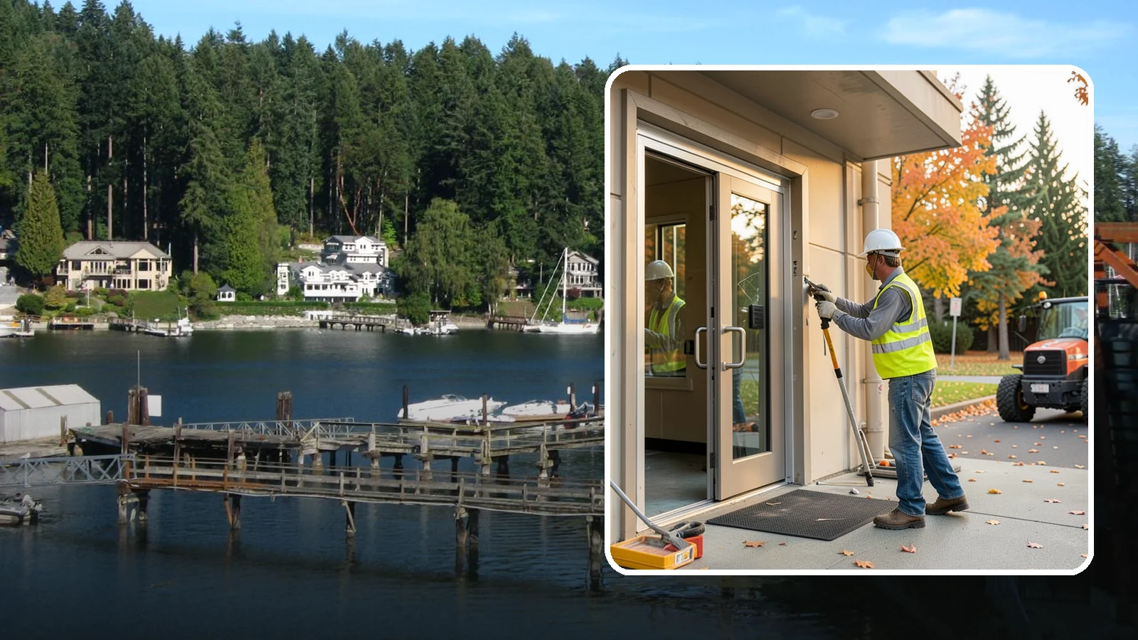 Facility Door Replacement in Gig Harbor, Pierce County, WA - Commercial door and hardware replacement for public entrances, service doors, and interior openings.