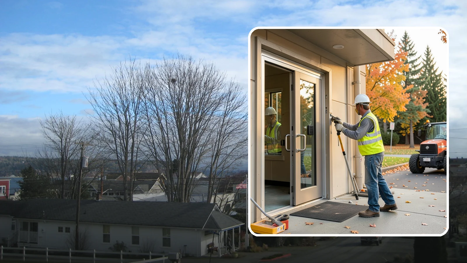 Facility Door Replacement in Langley, Island County, WA - Commercial door and hardware replacement for public entrances, service doors, and interior openings.