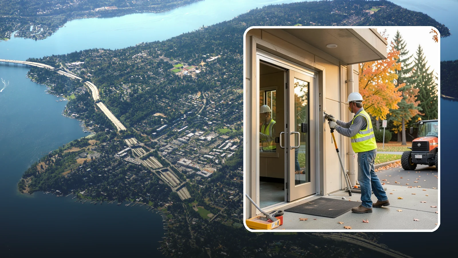 Facility Door Replacement in Mercer Island, King County, WA - Commercial door and hardware replacement for public entrances, service doors, and interior openings.