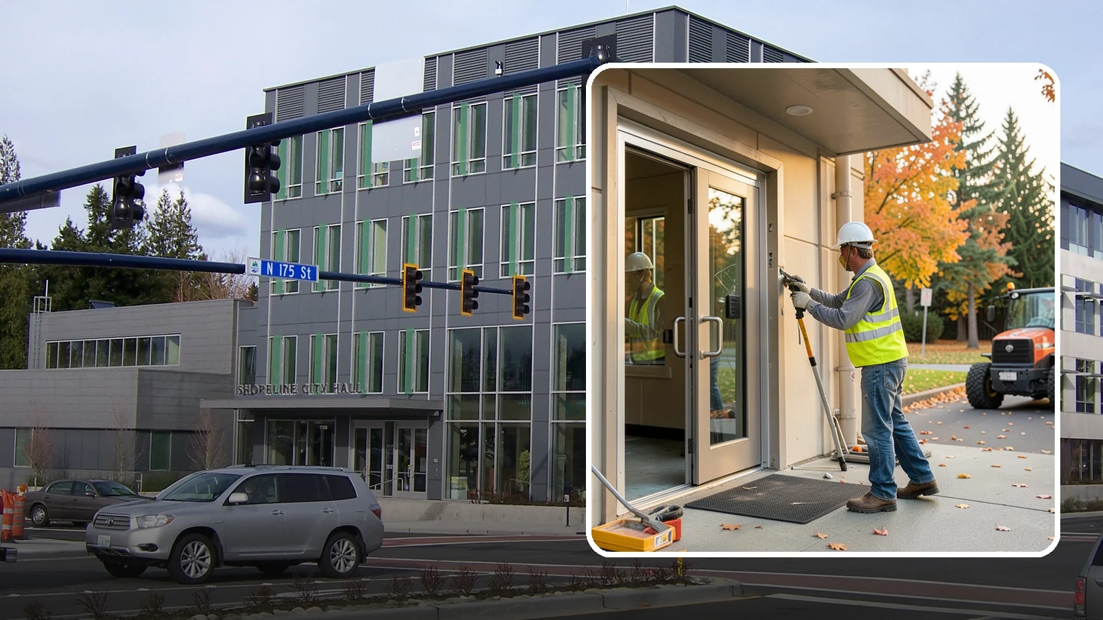 Facility Door Replacement in Shoreline, King County, WA - Commercial door and hardware replacement for public entrances, service doors, and interior openings.