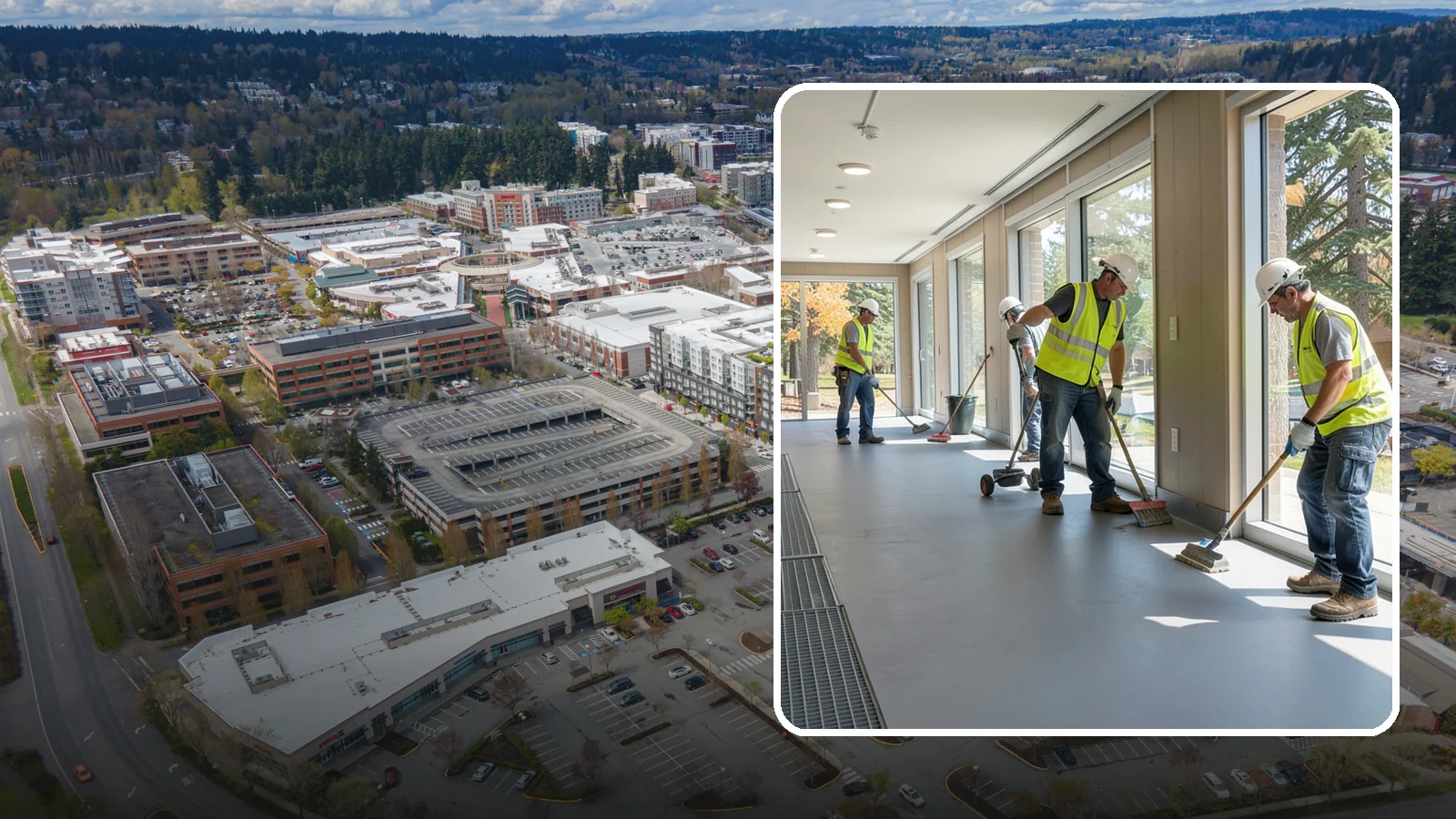 Facility Flooring Installation in Redmond, King County, WA - Commercial flooring installation for public buildings, including resilient, tile, and carpet systems.