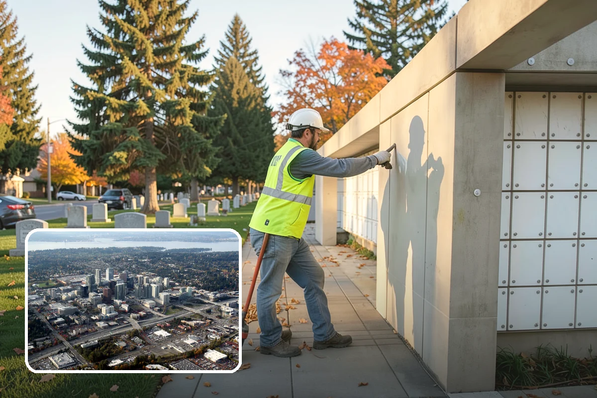 Facility Pressure Washing in Bellevue, King County, WA - Removes slip-hazard moss and algae from walkways and entries
