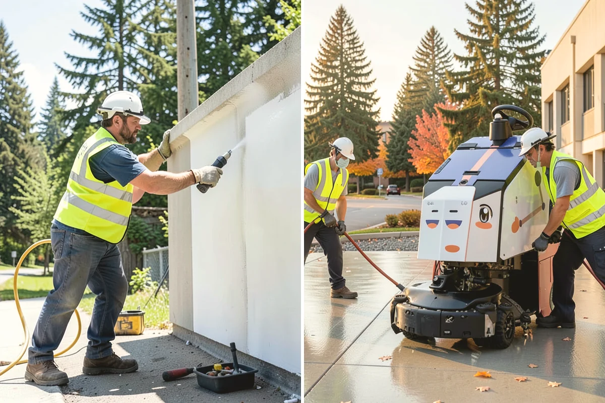 Facility Pressure Washing in Covington, King County, WA - Surface assessment and pressure and method selection
