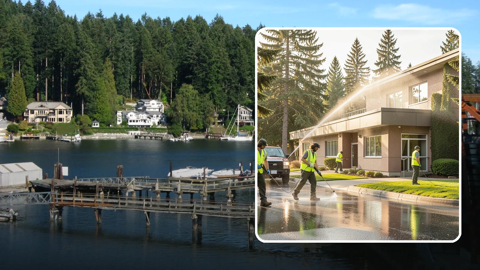 Facility Pressure Washing in Gig Harbor, Pierce County, WA - Remove moss, grime, and buildup from facility exteriors and hardscapes to protect surfaces and public safety.